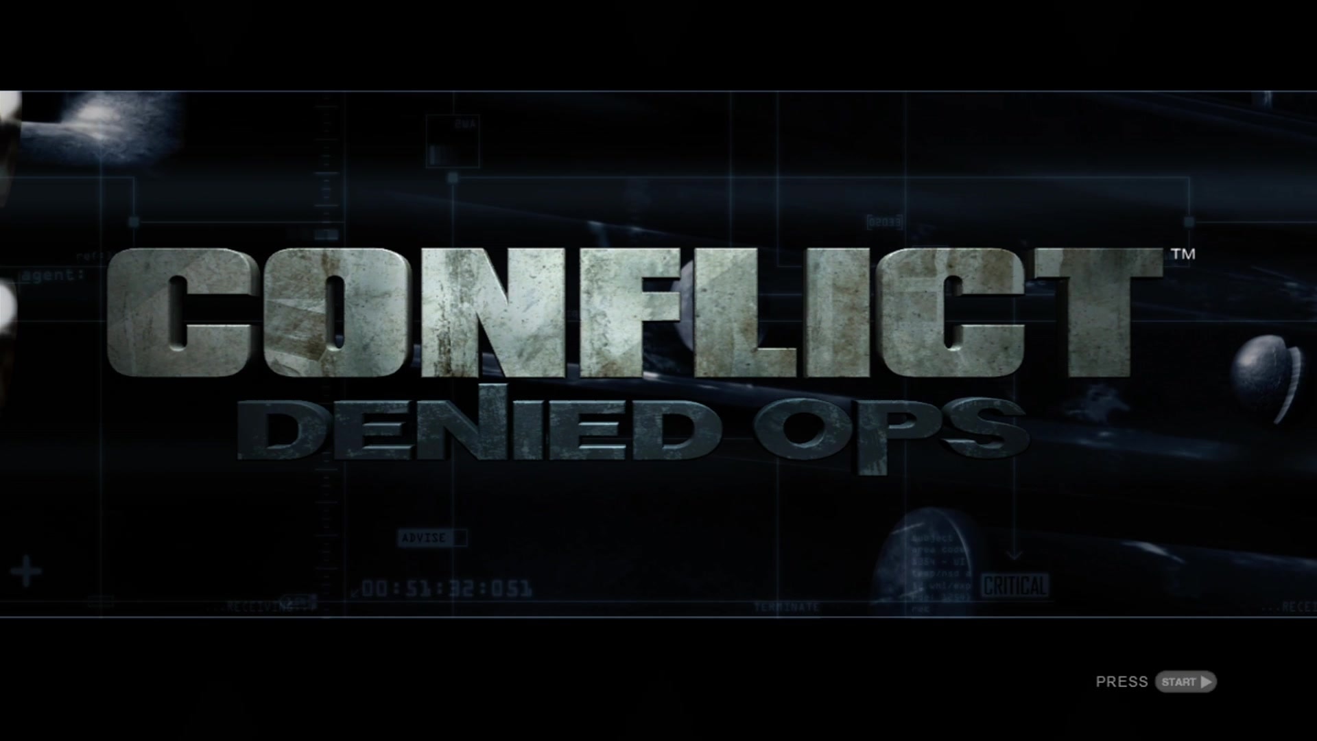 Conflict: Denied Ops title screen for Xbox 360